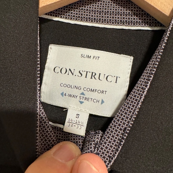 Con.Struct Men's Dress Shirt Slim Fit Button-Down Stretch Cooling Black - Size M - Picture 6 of 9